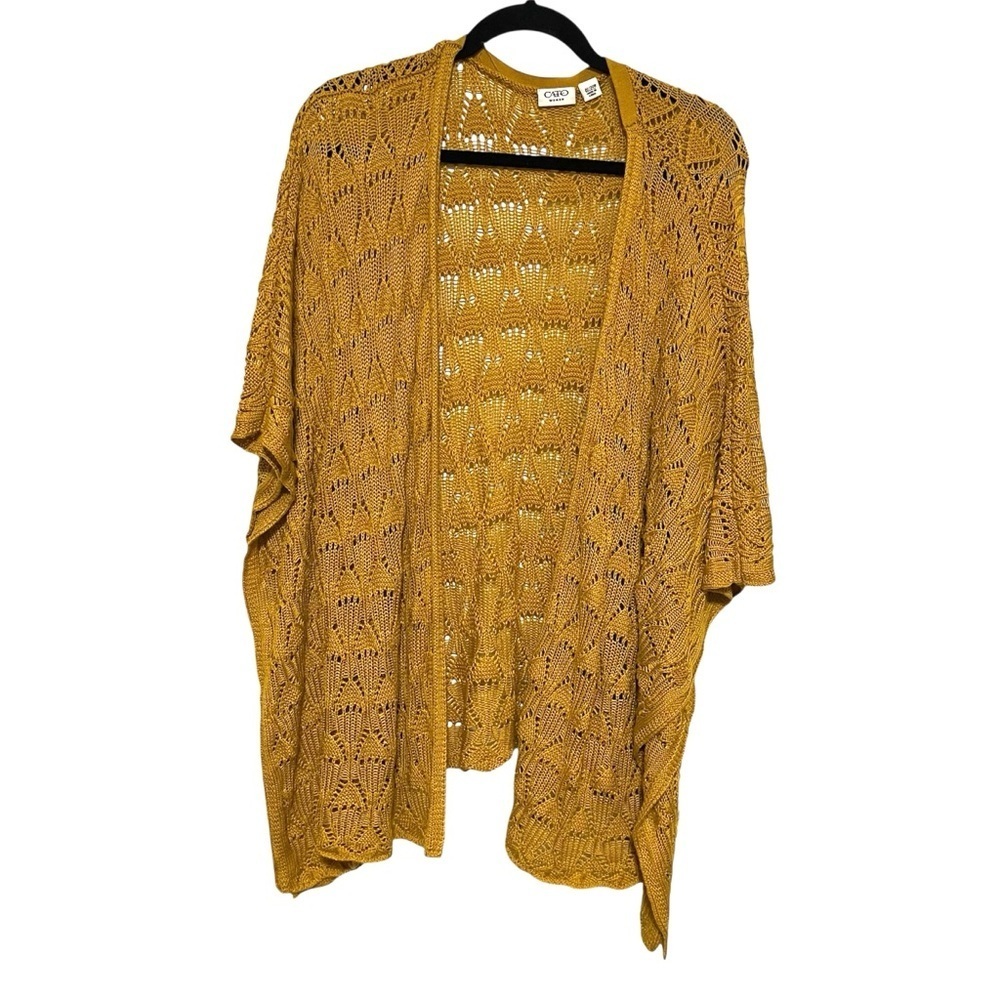 Plus Size Mustard Open-Knit Boho Sweater Size 22/24 crochet hippie